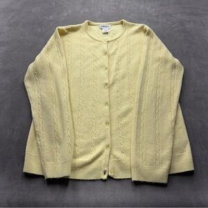 Graff California wear light yellow pastel Cable Knit sweater Cardigan women’s M